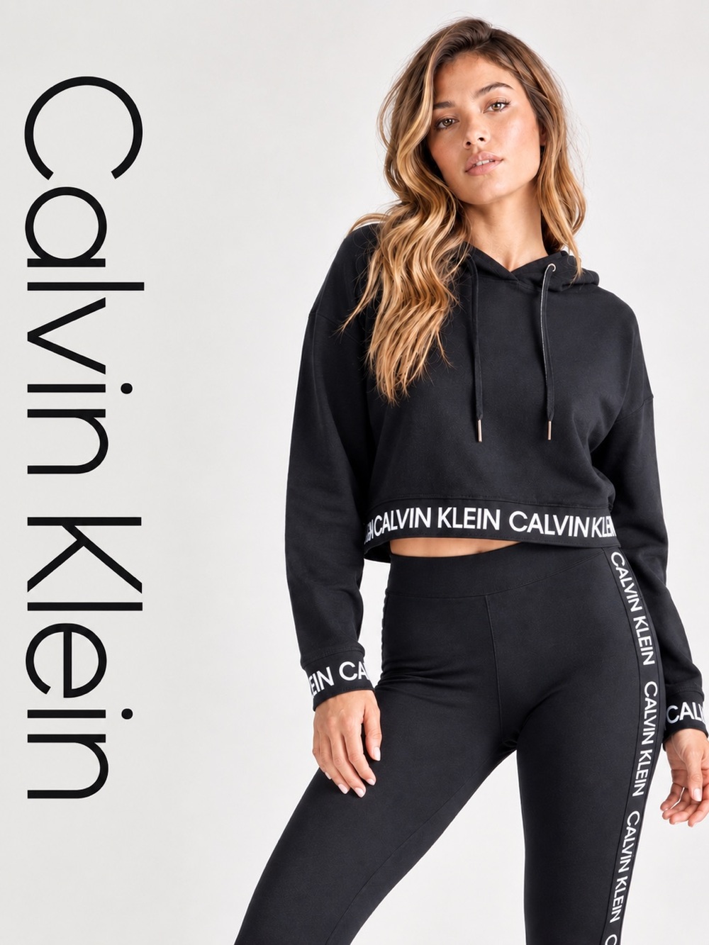 Calvin Klein Performance Black Cropped Logo Hoodie